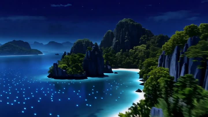 Glowing lagoon between limestone islands in Palawan, Philippines